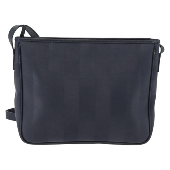 FENDI Pecan Canvas Shoulder Bag PVC Navy Gold Auth ep14503