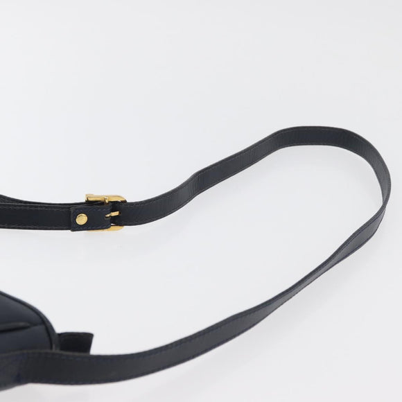 FENDI Pecan Canvas Shoulder Bag PVC Navy Gold Auth ep14503