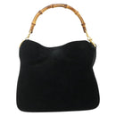 GUCCI Bamboo Shoulder Bag Suede 2way Black Gold 001 1014 1638 Auth ep14505-2