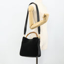 GUCCI Bamboo Shoulder Bag Suede 2way Black Gold 001 1014 1638 Auth ep14505-23