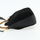 GUCCI Bamboo Shoulder Bag Suede 2way Black Gold 001 1014 1638 Auth ep14505-4