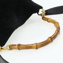GUCCI Bamboo Shoulder Bag Suede 2way Black Gold 001 1014 1638 Auth ep14505-7