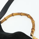 GUCCI Bamboo Shoulder Bag Suede 2way Black Gold 001 1014 1638 Auth ep14505-8