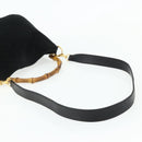 GUCCI Bamboo Shoulder Bag Suede 2way Black Gold 001 1014 1638 Auth ep14505-9