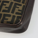 FENDI Zucca Canvas Shoulder Bag Brown Black Auth ep14508-10