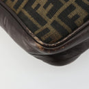FENDI Zucca Canvas Shoulder Bag Brown Black Auth ep14508-11