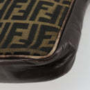 FENDI Zucca Canvas Shoulder Bag Brown Black Auth ep14508-12