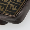 FENDI Zucca Canvas Shoulder Bag Brown Black Auth ep14508-13
