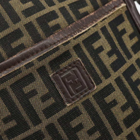 FENDI Zucca Canvas Shoulder Bag Brown Black Auth ep14508
