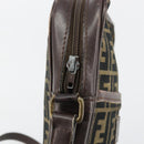 FENDI Zucca Canvas Shoulder Bag Brown Black Auth ep14508-15