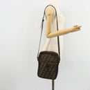 FENDI Zucca Canvas Shoulder Bag Brown Black Auth ep14508-23