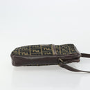 FENDI Zucca Canvas Shoulder Bag Brown Black Auth ep14508-4
