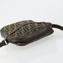 FENDI Zucca Canvas Shoulder Bag Brown Black Auth ep14508-6