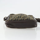 FENDI Zucca Canvas Shoulder Bag Brown Black Auth ep14508-9