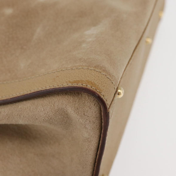 GUCCI Bamboo Hand Bag Suede Beige Gold 002.0260 Auth ep14510