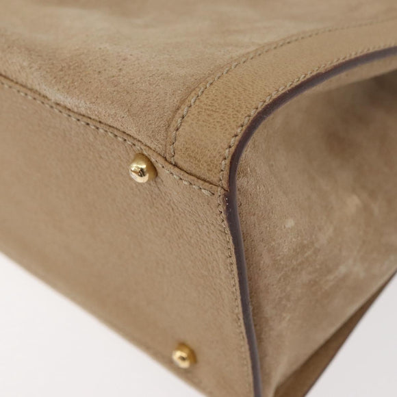 GUCCI Bamboo Hand Bag Suede Beige Gold 002.0260 Auth ep14510