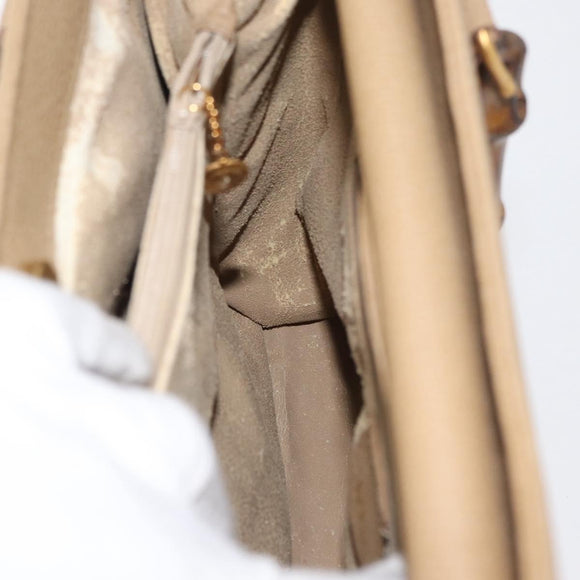 GUCCI Bamboo Hand Bag Suede Beige Gold 002.0260 Auth ep14510