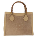GUCCI Bamboo Hand Bag Suede Beige Gold 002.0260 Auth ep14510-4
