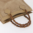 GUCCI Bamboo Hand Bag Suede Beige Gold 002.0260 Auth ep14510-7
