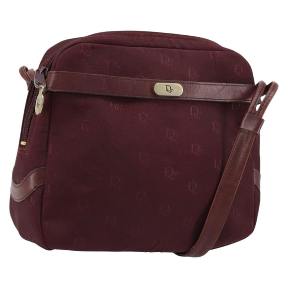 Christian Dior Shoulder Bag Nylon Bordeaux Gold Auth ep14511