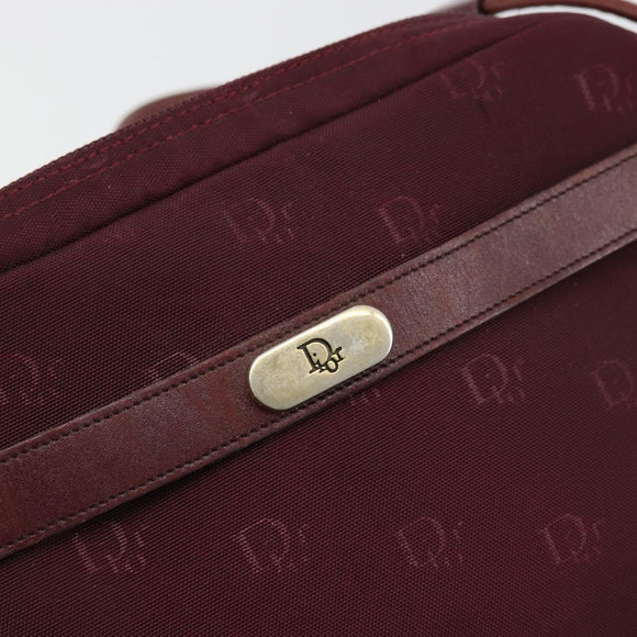 Christian Dior Shoulder Bag Nylon Bordeaux Gold Auth ep14511