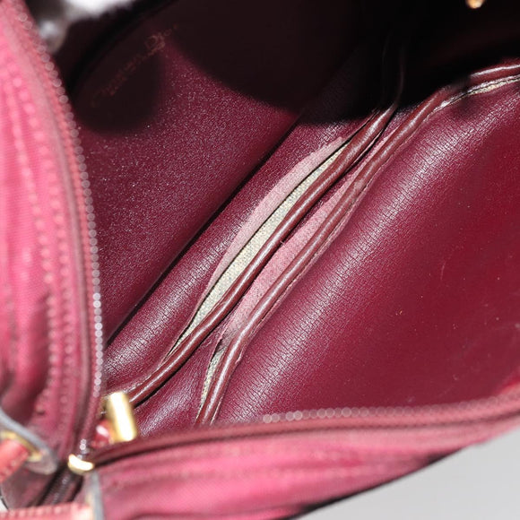 Christian Dior Shoulder Bag Nylon Bordeaux Gold Auth ep14511