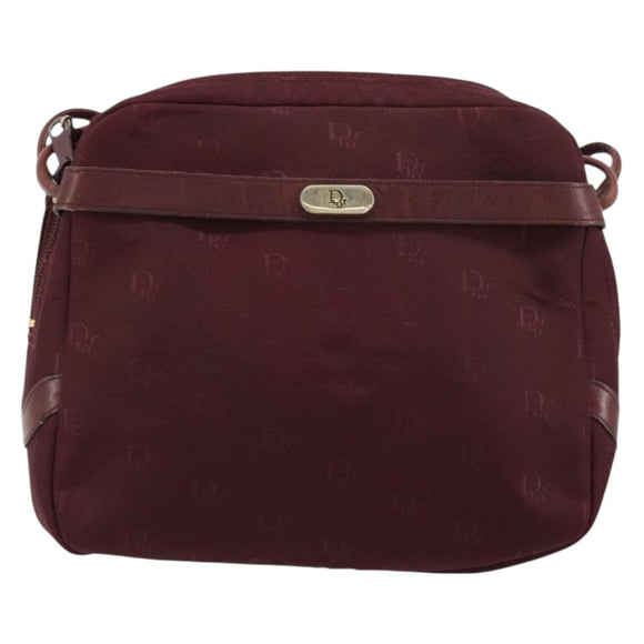 Christian Dior Shoulder Bag Nylon Bordeaux Gold Auth ep14511