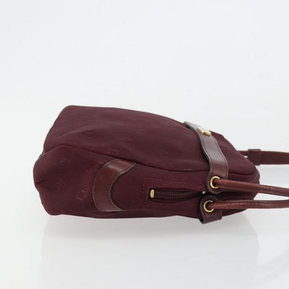 Christian Dior Shoulder Bag Nylon Bordeaux Gold Auth ep14511
