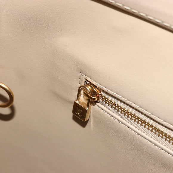 LOUIS VUITTON Monogram Vernis Houston Hand Bag Beige M91004 LV Auth ep14514