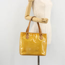 LOUIS VUITTON Monogram Vernis Houston Hand Bag Beige M91004 LV Auth ep14514-26