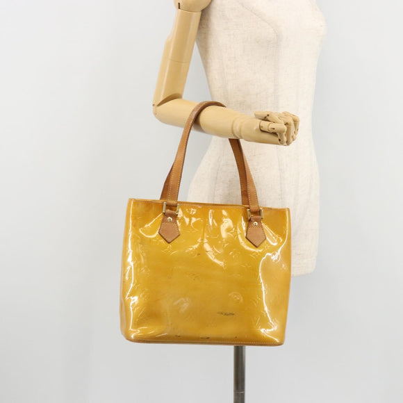 LOUIS VUITTON Monogram Vernis Houston Hand Bag Beige M91004 LV Auth ep14514
