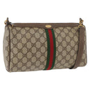GUCCI GG Supreme Web Sherry Line Bag PVC Beige Gold 89 02 017 Auth ep14520-1