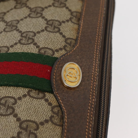 GUCCI GG Supreme Web Sherry Line Bag PVC Beige Gold 89 02 017 Auth ep14520