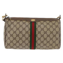 GUCCI GG Supreme Web Sherry Line Bag PVC Beige Gold 89 02 017 Auth ep14520-2