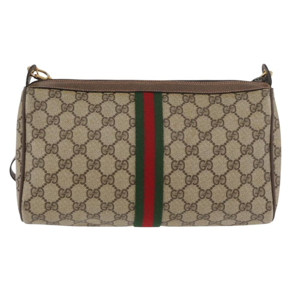 GUCCI GG Supreme Web Sherry Line Bag PVC Beige Gold 89 02 017 Auth ep14520