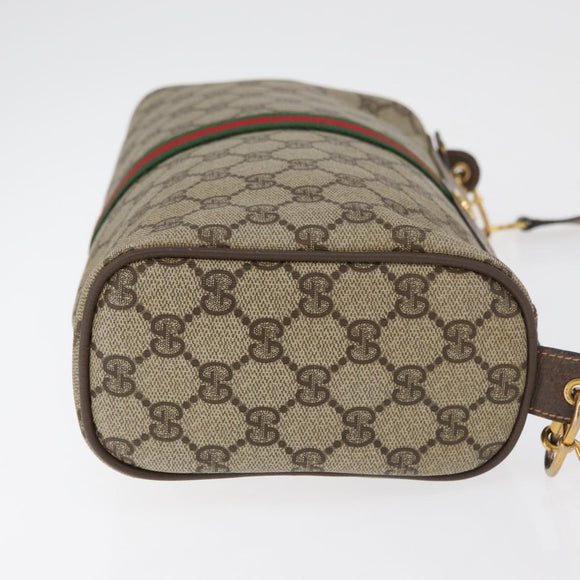 GUCCI GG Supreme Web Sherry Line Bag PVC Beige Gold 89 02 017 Auth ep14520
