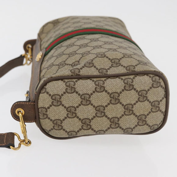 GUCCI GG Supreme Web Sherry Line Bag PVC Beige Gold 89 02 017 Auth ep14520