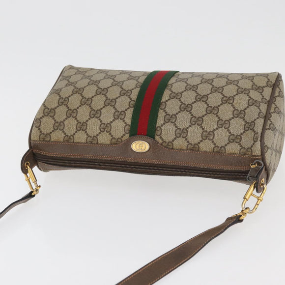 GUCCI GG Supreme Web Sherry Line Bag PVC Beige Gold 89 02 017 Auth ep14520
