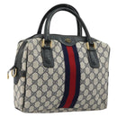 GUCCI GG Supreme Sherry Line Hand Bag PVC Navy Gold 010 378 Auth ep14524-1