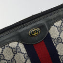 GUCCI GG Supreme Sherry Line Hand Bag PVC Navy Gold 010 378 Auth ep14524-18