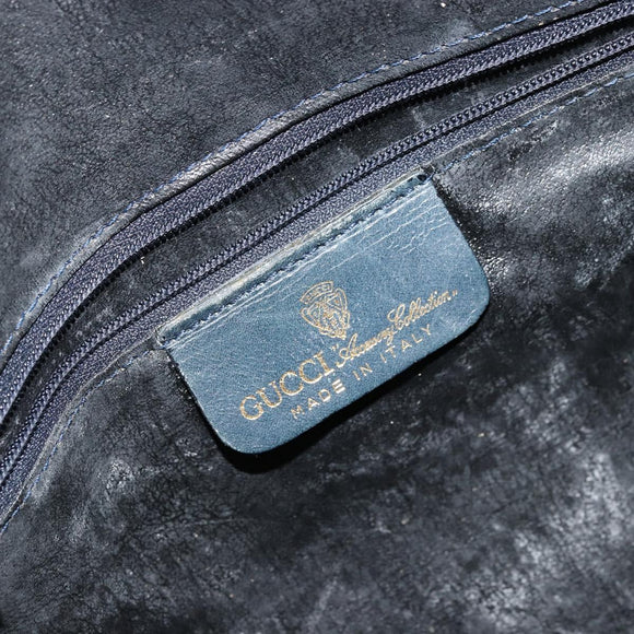 GUCCI GG Supreme Sherry Line Hand Bag PVC Navy Gold 010 378 Auth ep14524