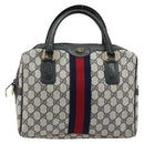 GUCCI GG Supreme Sherry Line Hand Bag PVC Navy Gold 010 378 Auth ep14524-13