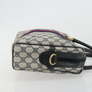 GUCCI GG Supreme Sherry Line Hand Bag PVC Navy Gold 010 378 Auth ep14524-3