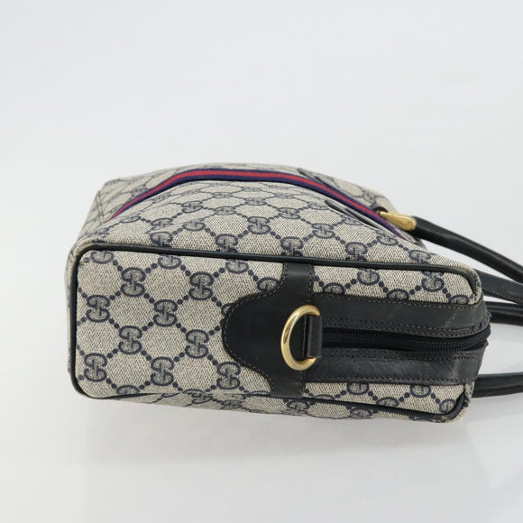 GUCCI GG Supreme Sherry Line Hand Bag PVC Navy Gold 010 378 Auth ep14524
