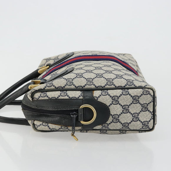 GUCCI GG Supreme Sherry Line Hand Bag PVC Navy Gold 010 378 Auth ep14524