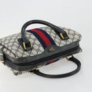 GUCCI GG Supreme Sherry Line Hand Bag PVC Navy Gold 010 378 Auth ep14524-6