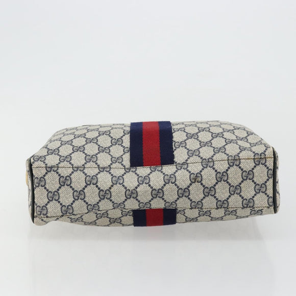 GUCCI GG Supreme Sherry Line Hand Bag PVC Navy Gold 010 378 Auth ep14524