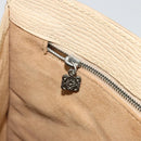LOEWE Hand Bag Leather Ivory Silver Auth ep14525-21