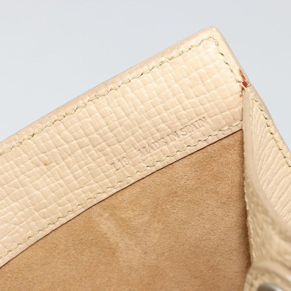 LOEWE Hand Bag Leather Ivory Silver Auth ep14525