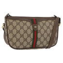 GUCCI GG Supreme Web Sherry Line Bag PVC Beige Gold 89 02 054 Auth ep14529-1